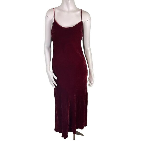 Zara Velvet Burgundy Red Slip Midi Dress Size Small - Holiday Party Christmas - Picture 3 of 13